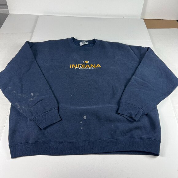 VTG Lee NBA Indiana Pacers Sweatshirt Extra Extra Large Blue Thrashed Crewneck - Picture 1 of 16